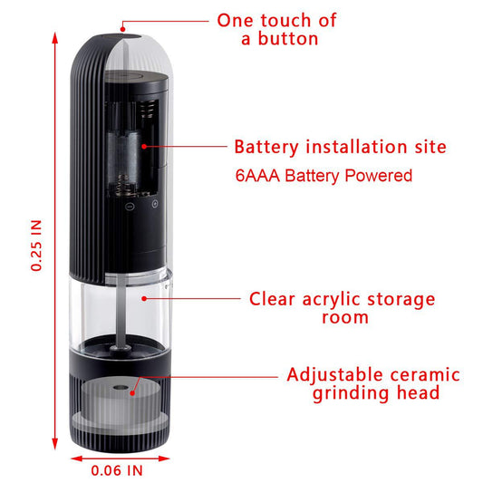 Electric Pepper & Salt Grinder - One-Handed Automatic Mill with LED Light for Kitchen Cooking