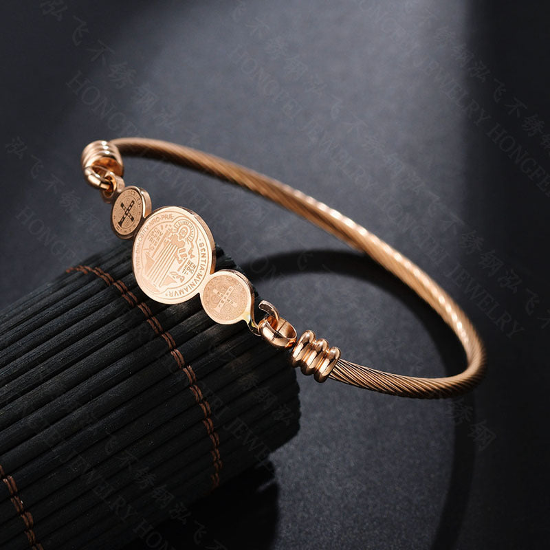 Brazalete geométrico de acero inoxidable - Pulsera minimalista unisex