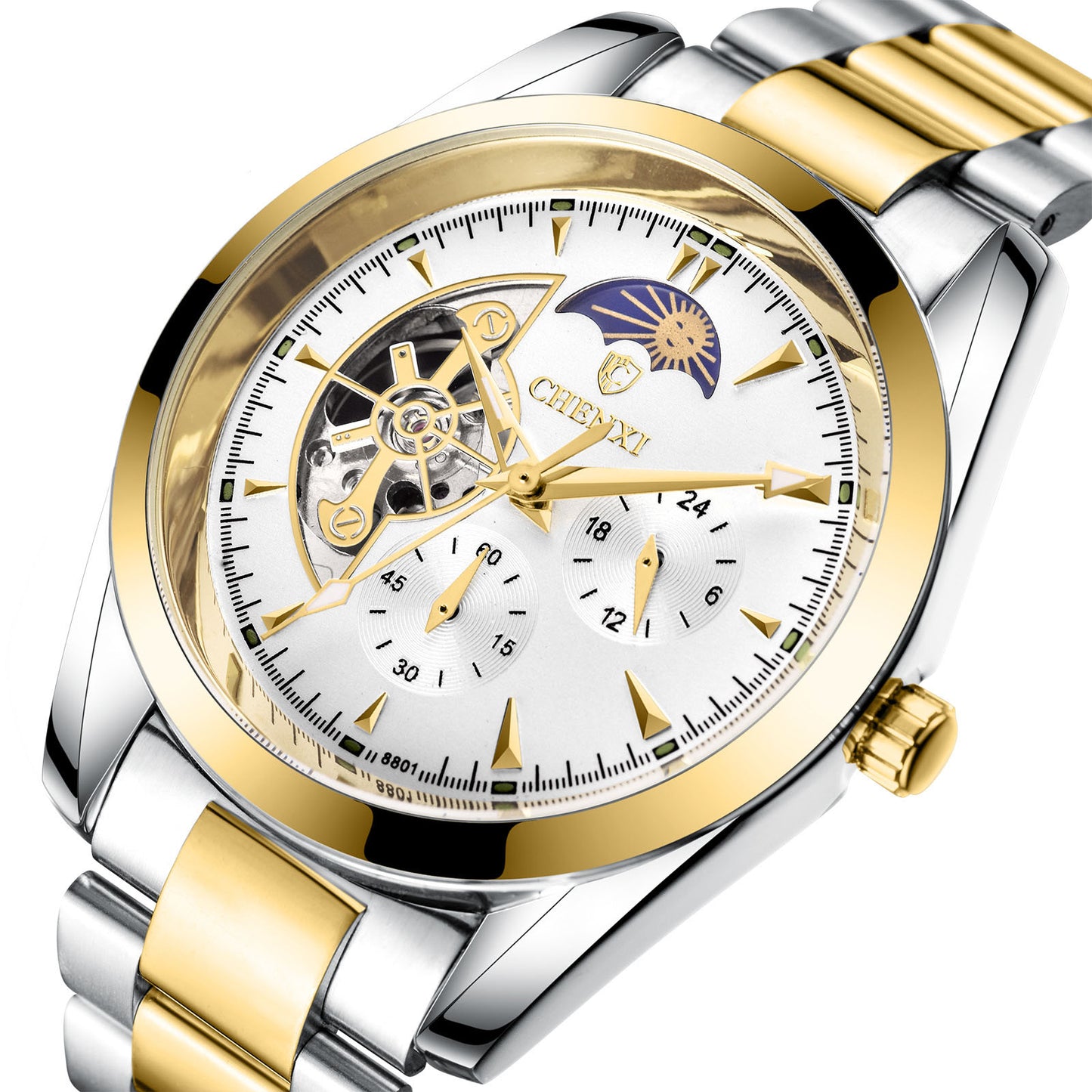 Premium Men's Mechanical Watch - Luxury Business Chronograph with Moon Phase