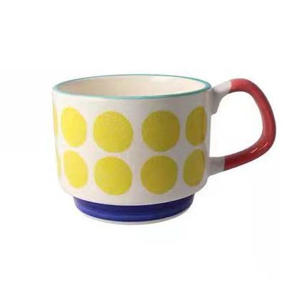 Premium Ceramic Retro Underglaze Coffee Cups - Stackable Nordic Flower Pattern Mugs