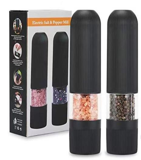 Electric Pepper & Salt Grinder - One-Handed Automatic Mill with LED Light for Kitchen Cooking