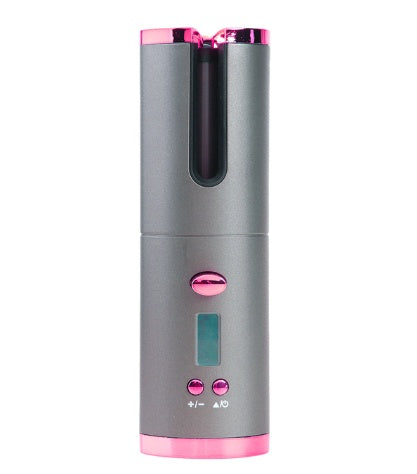 Rizador de cabello automático - Rizador giratorio de cerámica recargable con pantalla LCD