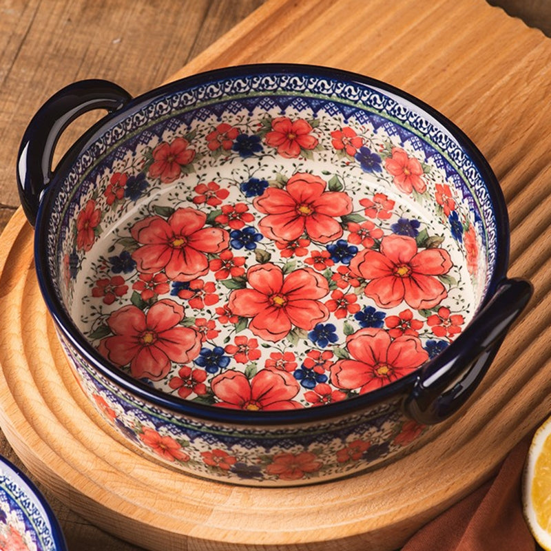 Premium European Style Ceramic Baking Dish Set - Decorative Oven-Safe Tableware