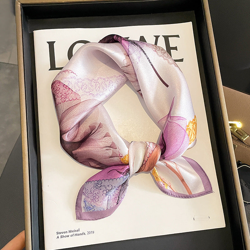 Veelzijdige zijden halsdoek - Elegante vierkante doek voor dames