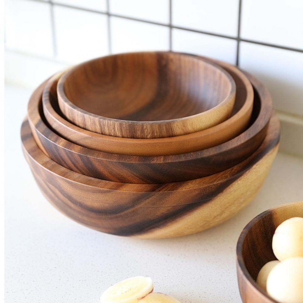 Natural Wooden Bowl Set - Handmade Eco-Friendly Kitchen Bowls for Home & Restaurant
