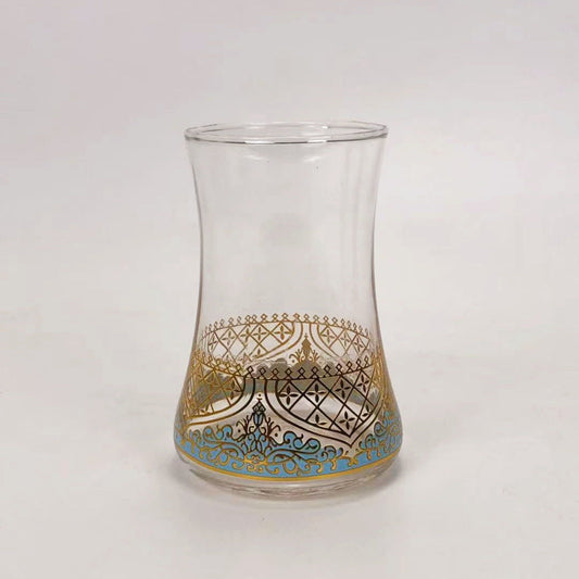 Premium Turkish Glass Coffee Tea Cup Set - Romantic Glacier Pattern Saucer Set