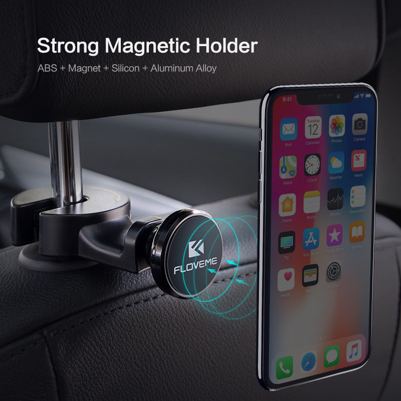 Car Headrest Hook Holder - 360° Magnetic Phone Mount Back Seat Organizer