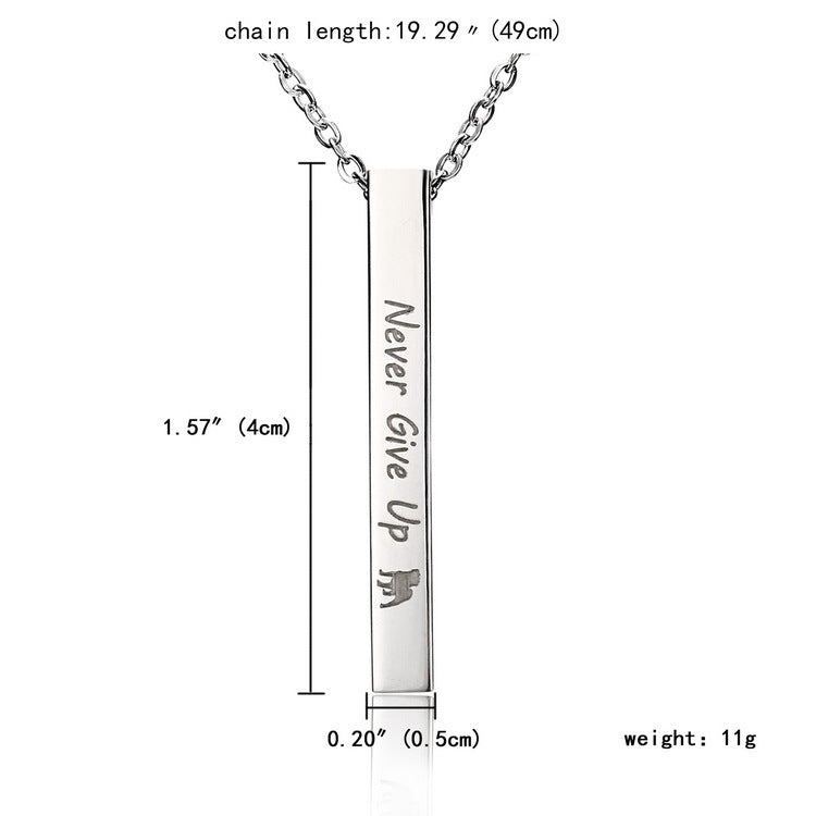 Personalized Bar Necklace - Engraved Stainless Steel Pendant Gold Silver