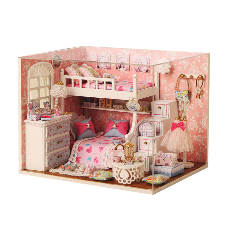 Kit miniature de maison de poupée à faire soi-même - Jouet d'assemblage maison de rêve en bois fait main pour enfants