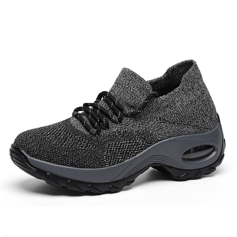 Women's Flying Knit Sneakers - Lightweight Breathable Slip-On Walking Shoes