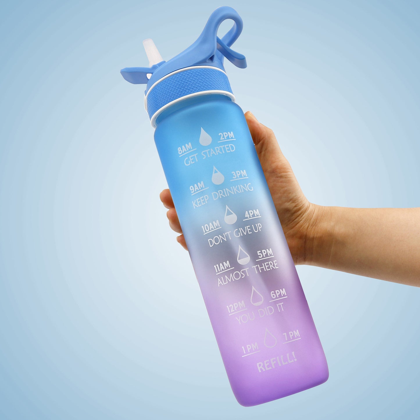 2-in-1 Sports Water Bottle with Spray - 1000ml Hydration & Cooling Misting Bottle