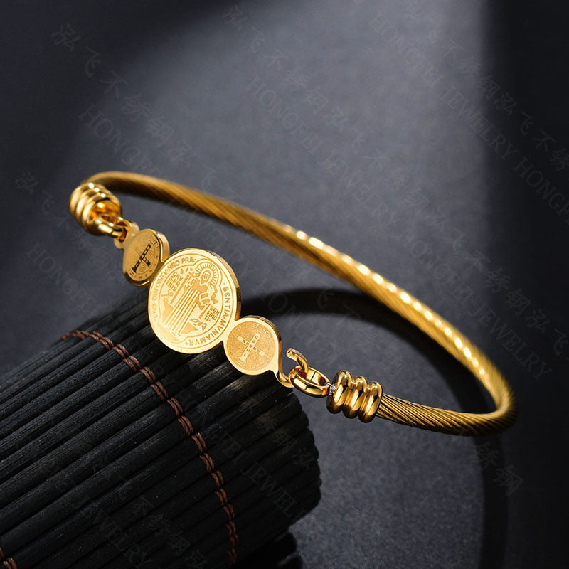 Geometric Stainless Steel Bracelet - Unisex Minimalist Bangle