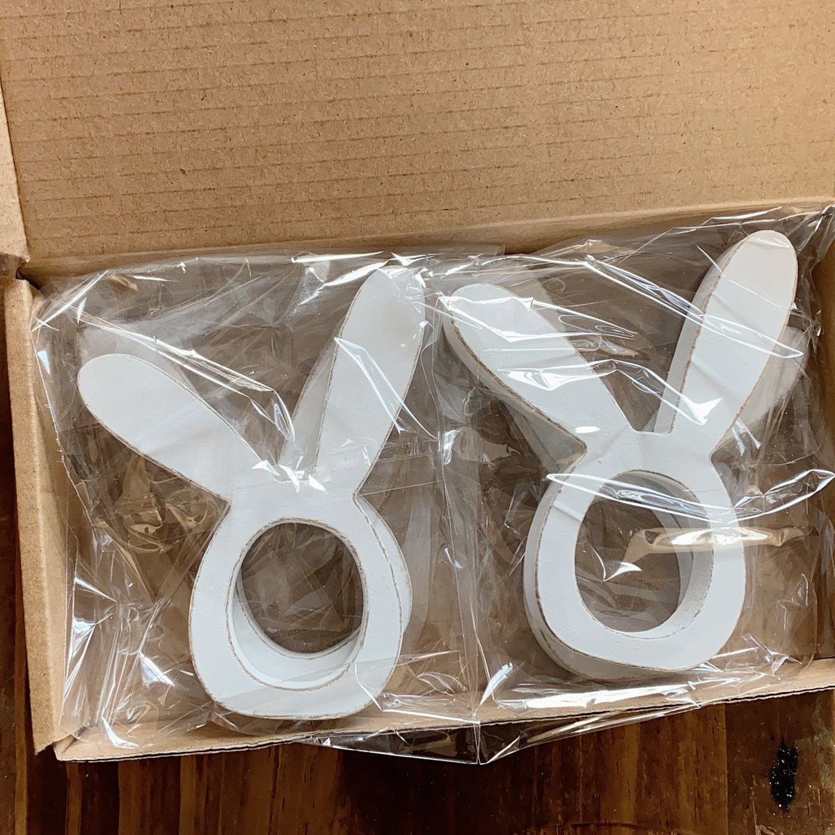 Anneaux porte-serviettes lapin de Pâques - Ensemble de décoration de table en bois pour fête de Pâques et brunch de printemps