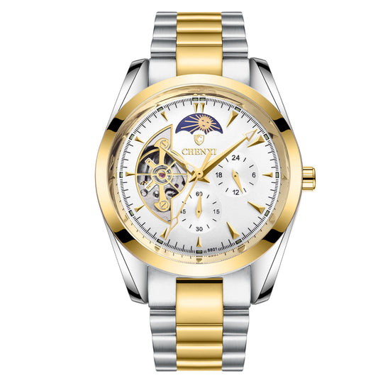 Premium Men's Mechanical Watch - Luxury Business Chronograph with Moon Phase