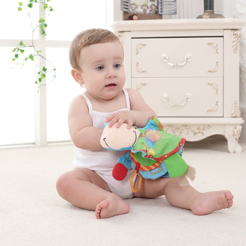 Æsel Tandfrembrud Lydbog - Blød Stof Babybog med Raslepapir