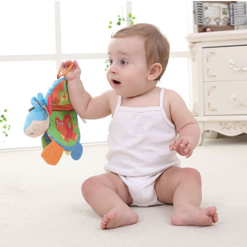 Æsel Tandfrembrud Lydbog - Blød Stof Babybog med Raslepapir