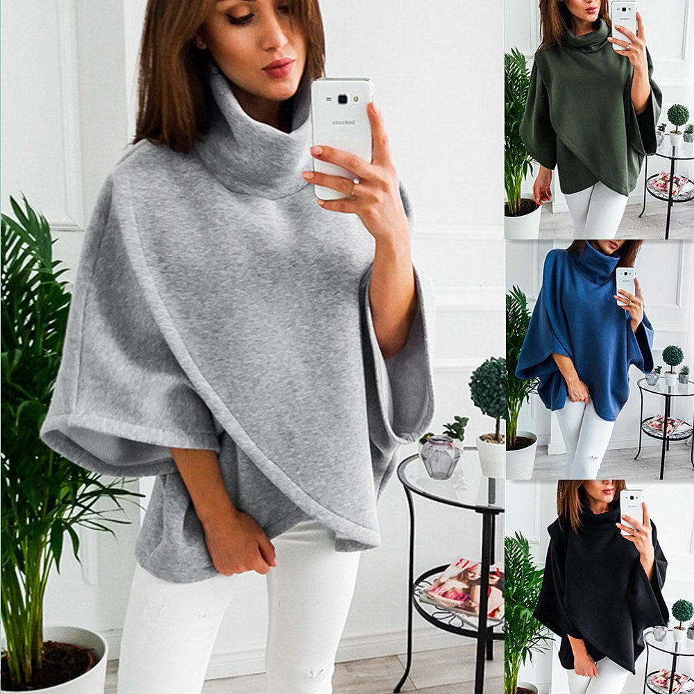 Warme colponcho - Oversized mantel met vleermuismouwen voor dames