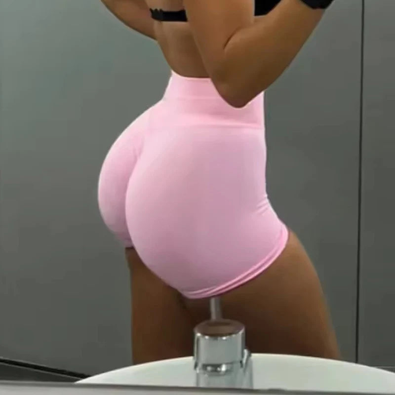 Gym-Shorts für Damen, Fitness-Sport-Radlerhosen, 4,5 Zoll niedriger Rippbund, Yoga-Shorts, Workout-Leggings mit gerafftem Po, nahtlos 