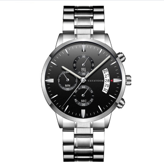 Premium Men's Business Watch - Waterproof Stainless Steel Chronograph with Calendar
