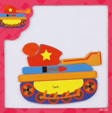 Træ Magnetisk Puslespil - 3D Montessori Læringsspil for Børn | 7 Motiver