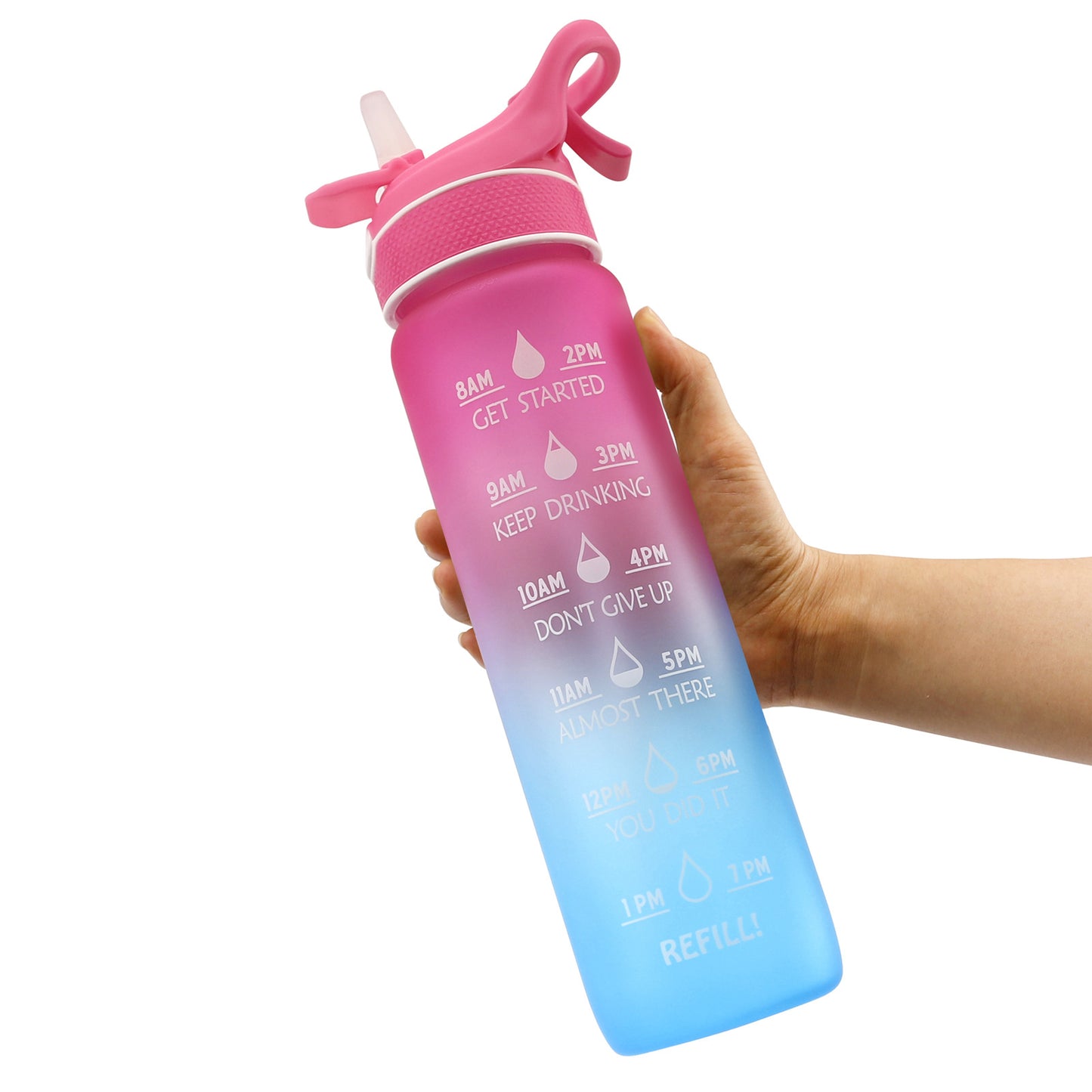 2-in-1 Sports Water Bottle with Spray - 1000ml Hydration & Cooling Misting Bottle