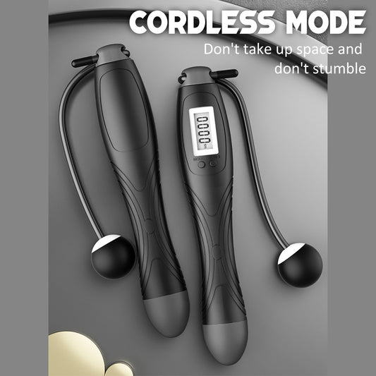 Cordless Jump Rope - Digital Counter Smart Skipping Rope 2-in-1