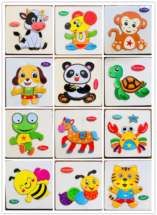 Houten 3D Dierenpuzzel - Montessori Leerspeelgoed voor Kinderen | 25 Schattige Ontwerpen