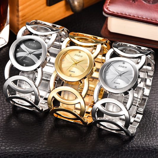 Stainless Steel Bracelet Watch - Elegant Women's Quartz Wristwatch