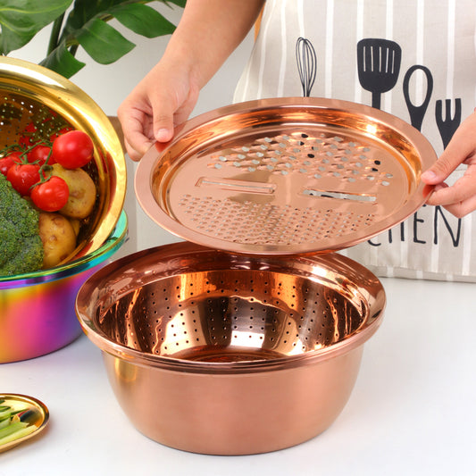 Stainless Steel Pot with Integrated Strainer - Multi-Function Kitchen Colander