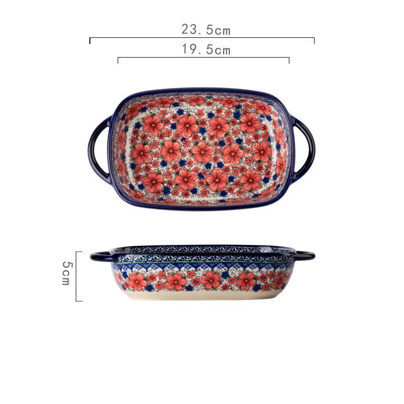 Premium European Style Ceramic Baking Dish Set - Decorative Oven-Safe Tableware