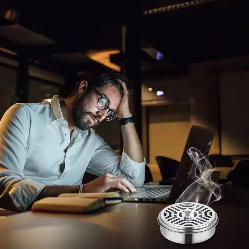 Moskitospiralenhalter, Moskitospiralenbox aus Edelstahl mit Deckel, runde Moskitospiralenschale, leicht zu reinigen, Anti-Mücken-Zubehör 