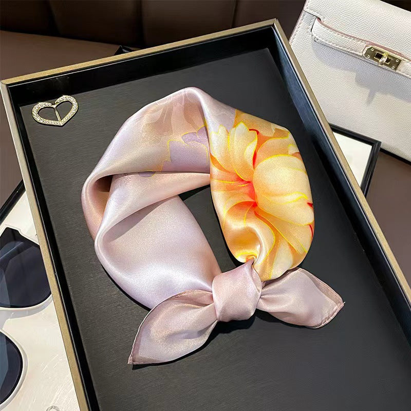Veelzijdige zijden halsdoek - Elegante vierkante doek voor dames