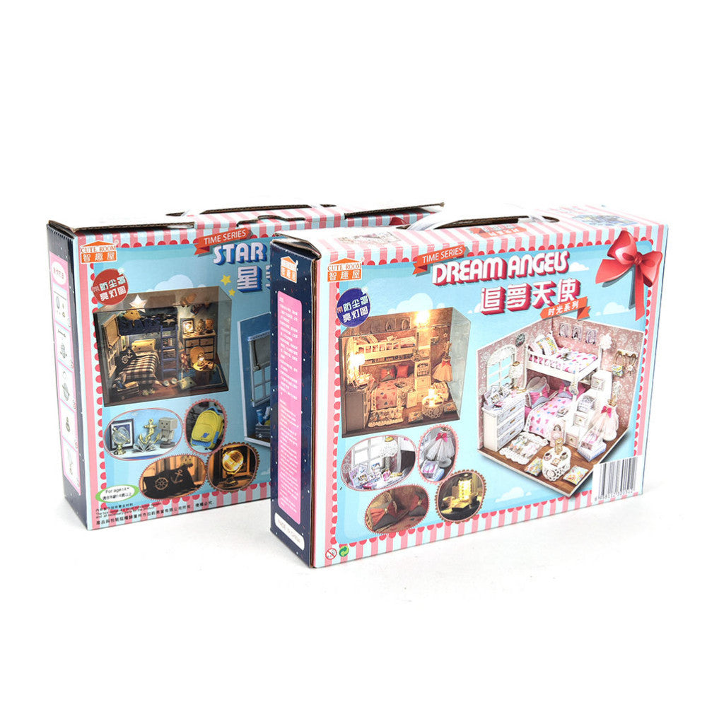 Kit miniature de maison de poupée à faire soi-même - Jouet d'assemblage maison de rêve en bois fait main pour enfants