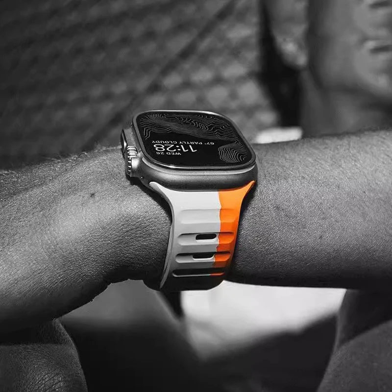 Weiches Silikonarmband für Apple Watch Ultra (49 mm, 44 mm, 45 mm, 42 mm, 41 mm, 42 mm, 38 mm) – Sportarmband für iWatch Serie 8, 7, 6 und 5 