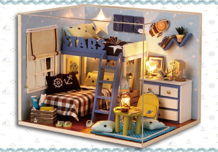 Kit miniature de maison de poupée à faire soi-même - Jouet d'assemblage maison de rêve en bois fait main pour enfants