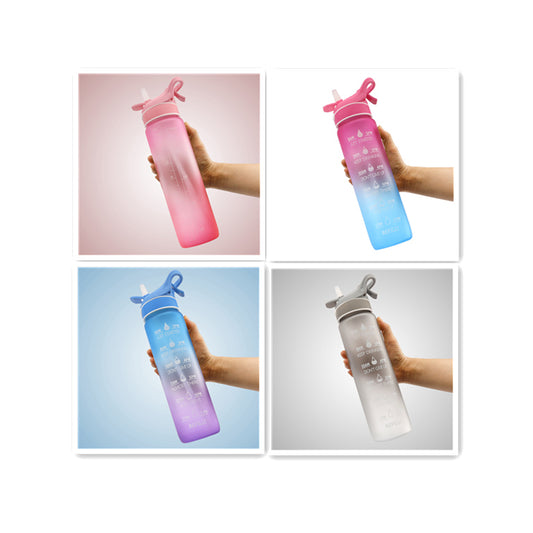 2-in-1 Sports Water Bottle with Spray - 1000ml Hydration & Cooling Misting Bottle