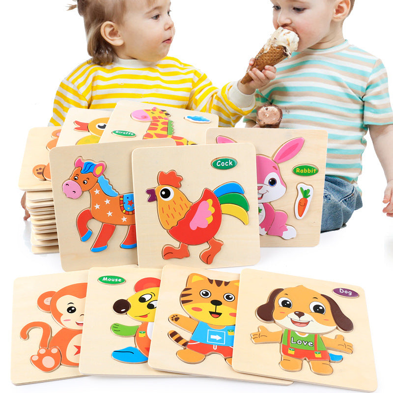 Holz 3D-Puzzlespielbrett – Montessori-Lernspielzeug für Kinder | 29 Tiermotive