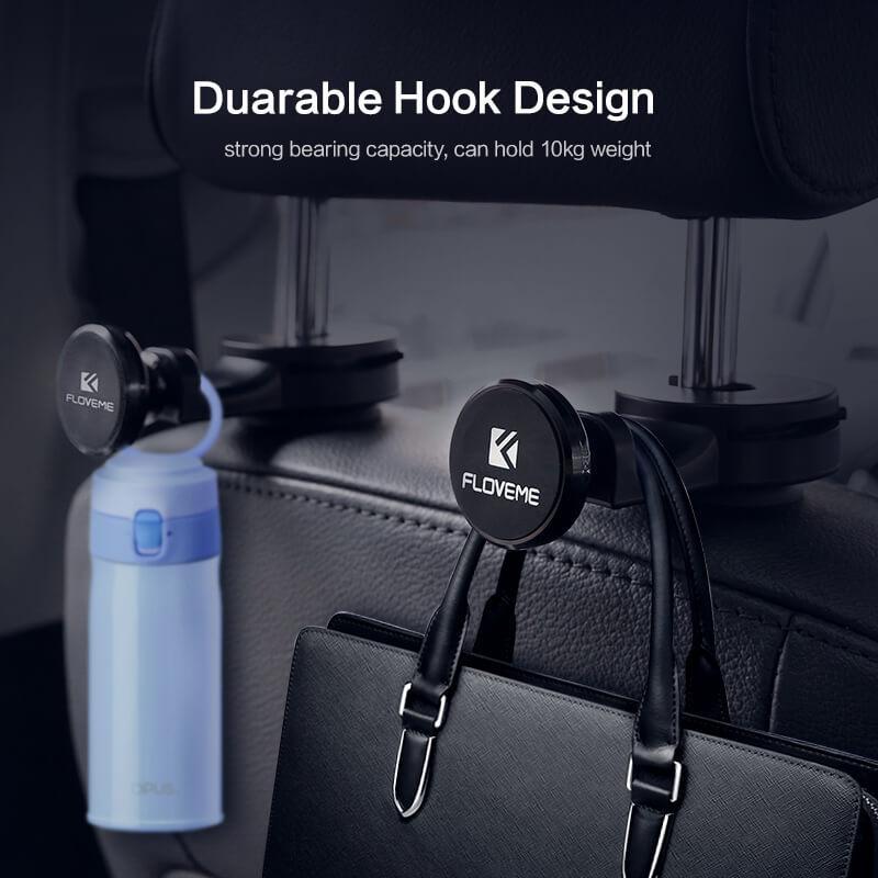 Car Headrest Hook Holder - 360° Magnetic Phone Mount Back Seat Organizer