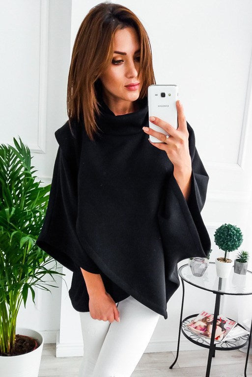 Warme colponcho - Oversized mantel met vleermuismouwen voor dames