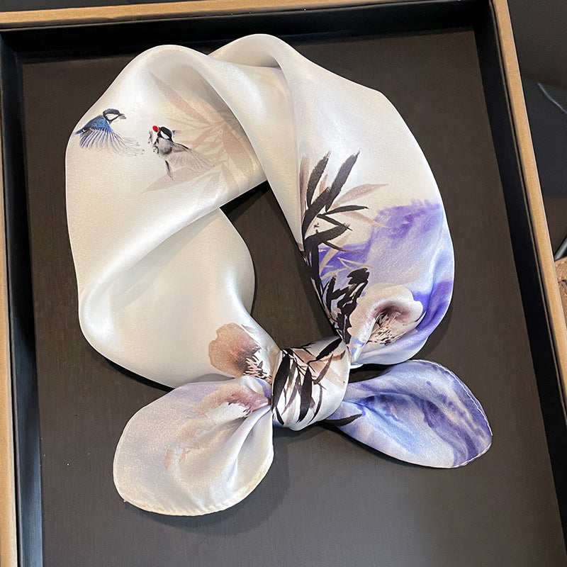 Veelzijdige zijden halsdoek - Elegante vierkante doek voor dames