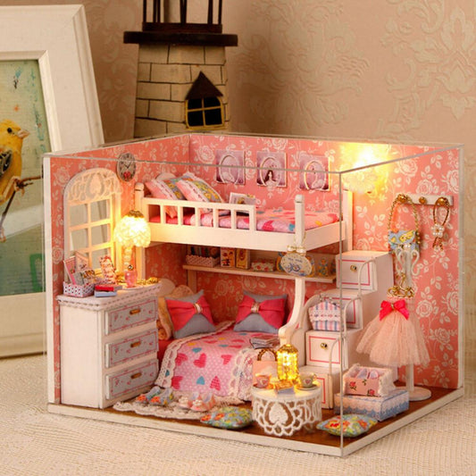 DIY Dollhouse Miniature Kit - Handmade Wooden Dream House Assembly Toy for Kids