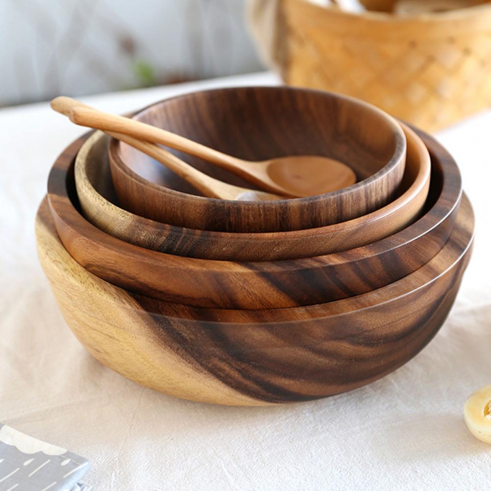 Natural Wooden Bowl Set - Handmade Eco-Friendly Kitchen Bowls for Home & Restaurant