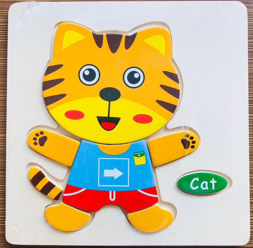 Træ 3D Dyrepuslespil - Montessori Lærelegetøj til Børn | 25 Søde Motiver