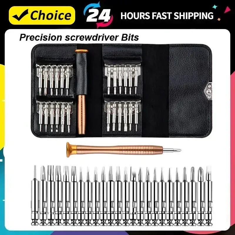 Mini-Präzisionsschraubendreher-Set, 25-in-1, elektronisches Torx-Schraubendreher-Öffnungs- und Reparaturwerkzeug-Set für iPhone, Kamera, Smartwatch, Tablet-PC 