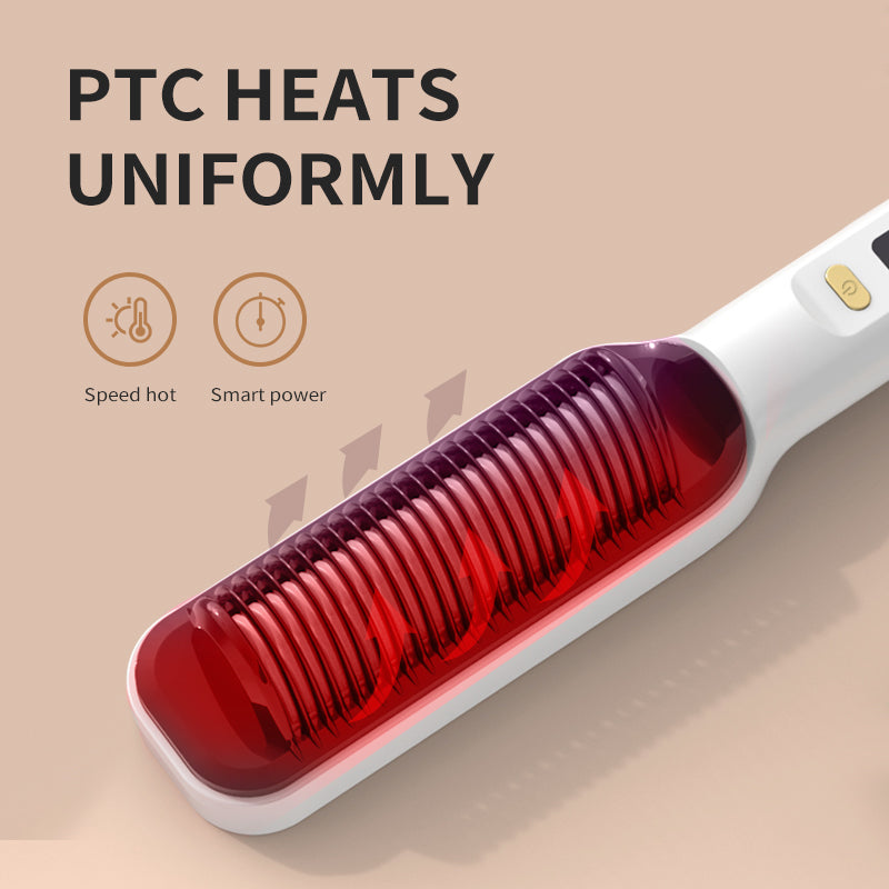 Peine Eléctrico Caliente - Cepillo Alisador de Cabello con Filas Desfasadas 3D y Pantalla LED