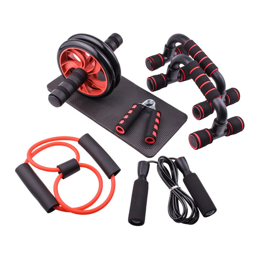 AB Wheel Roller Kit 5-in-1 - Push-up Bars Resistance Band Jump Rope Home Gym Equipment
