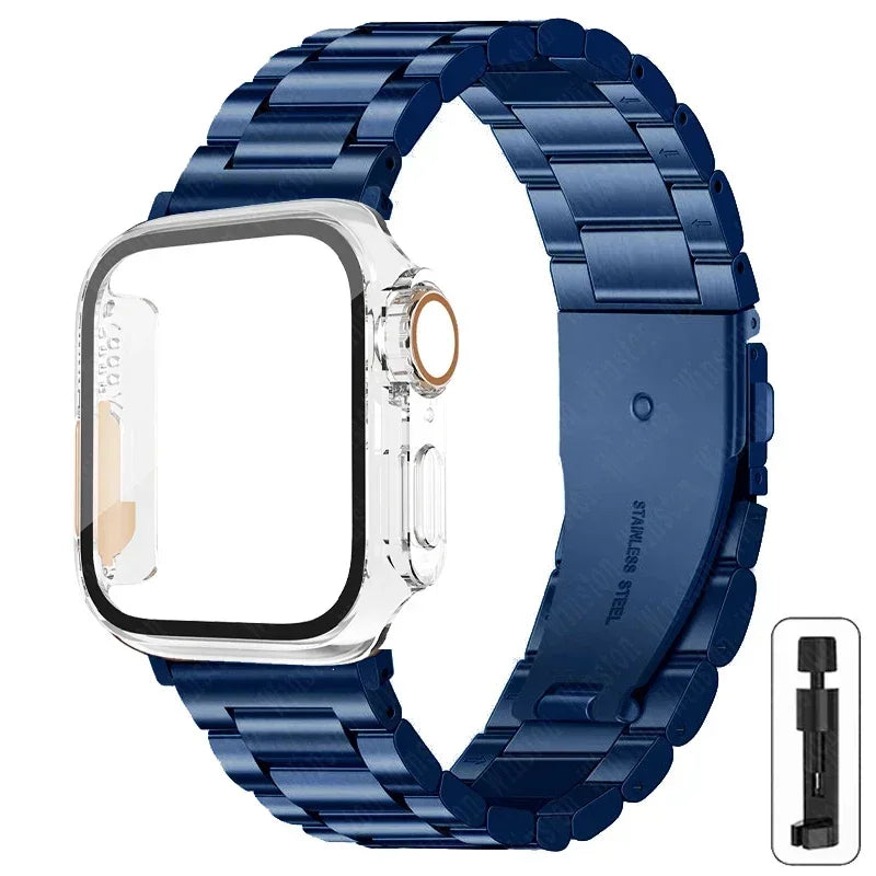 Edelstahlarmband + Ultra-Gehäuse für Apple Watch (44 mm, 45 mm, 41 mm, 40 mm, 42 mm) – Metallarmband für iWatch Series 9, 8, 7, 6, SE, 5 und 4 