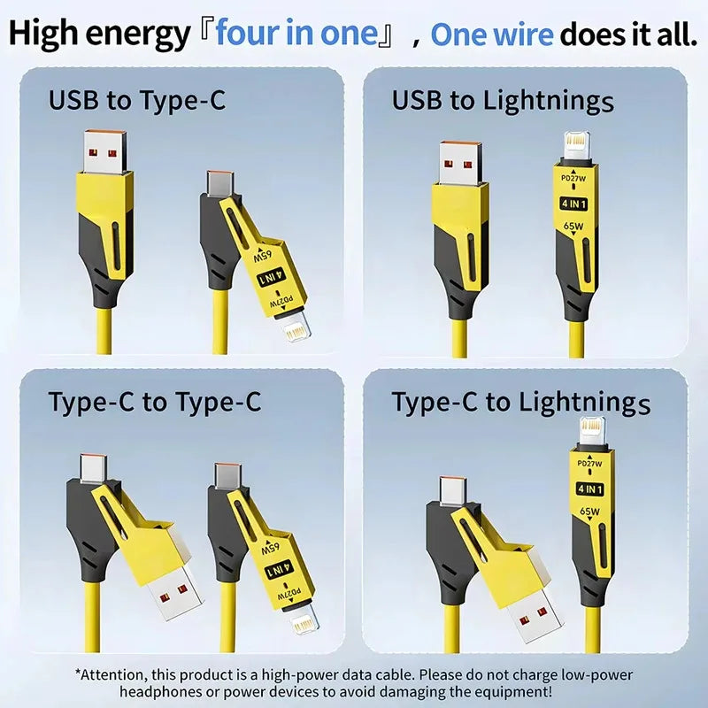 NNBILI 65W Zinklegierung USB-C 4-in-1 Schnellladefunktion 