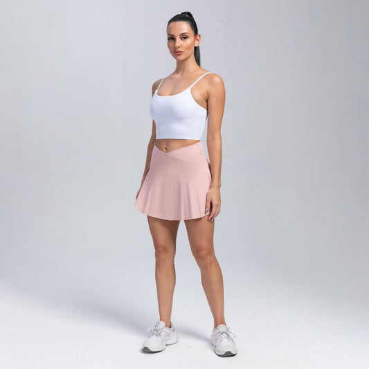 Premium High-Waist Yoga Shorts with Skirt - Athletic Tennis Skort