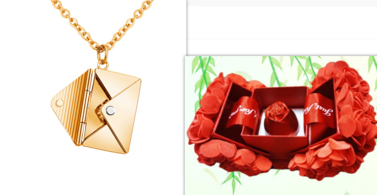 Collar con sobre de carta de amor - Regalo para el Día de San Valentín